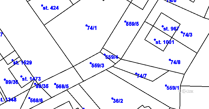 Parcela st. 559/4 v KÚ Mikovice u Kralup nad Vltavou, Katastrální mapa