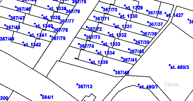 Parcela st. 1334 v KÚ Mikovice u Kralup nad Vltavou, Katastrální mapa