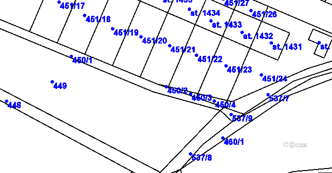 Parcela st. 450/2 v KÚ Mikovice u Kralup nad Vltavou, Katastrální mapa