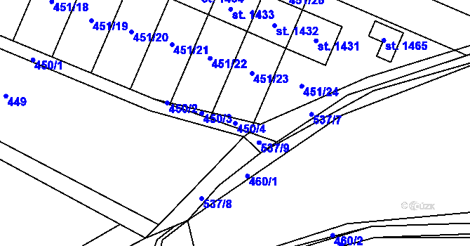 Parcela st. 450/4 v KÚ Mikovice u Kralup nad Vltavou, Katastrální mapa