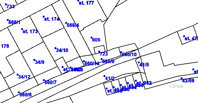Parcela st. 723 v KÚ Mikovice u Kralup nad Vltavou, Katastrální mapa