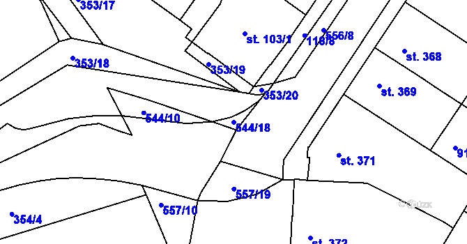 Parcela st. 544/18 v KÚ Mikovice u Kralup nad Vltavou, Katastrální mapa