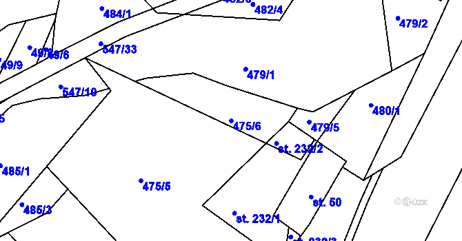 Parcela st. 475/6 v KÚ Minice u Kralup nad Vltavou, Katastrální mapa