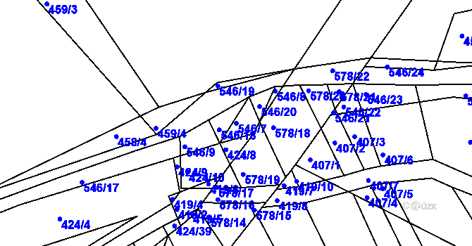 Parcela st. 546/7 v KÚ Minice u Kralup nad Vltavou, Katastrální mapa