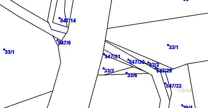 Parcela st. 547/21 v KÚ Minice u Kralup nad Vltavou, Katastrální mapa