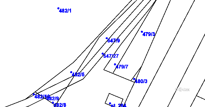 Parcela st. 547/27 v KÚ Minice u Kralup nad Vltavou, Katastrální mapa