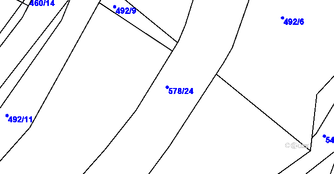 Parcela st. 578/24 v KÚ Minice u Kralup nad Vltavou, Katastrální mapa