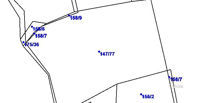 Parcela st. 147/77 v KÚ Minice u Kralup nad Vltavou, Katastrální mapa