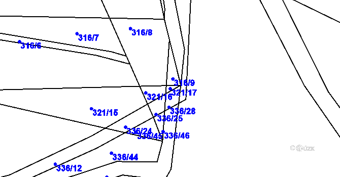 Parcela st. 321/17 v KÚ Minice u Kralup nad Vltavou, Katastrální mapa