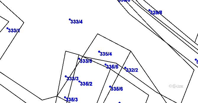 Parcela st. 335/4 v KÚ Minice u Kralup nad Vltavou, Katastrální mapa
