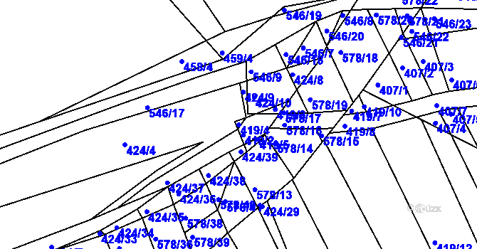 Parcela st. 419/4 v KÚ Minice u Kralup nad Vltavou, Katastrální mapa