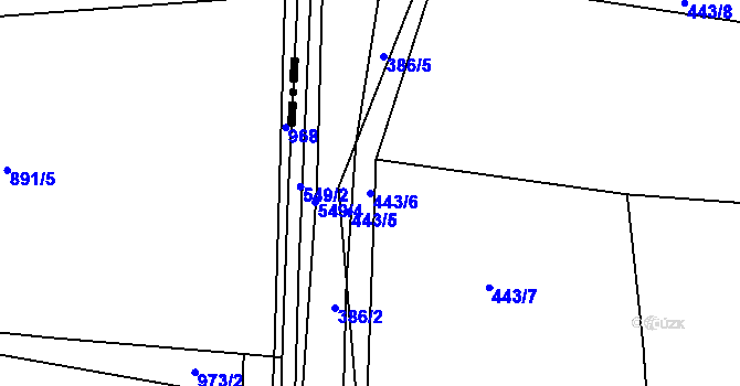 Parcela st. 443/6 v KÚ Minice u Kralup nad Vltavou, Katastrální mapa