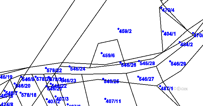 Parcela st. 459/6 v KÚ Minice u Kralup nad Vltavou, Katastrální mapa