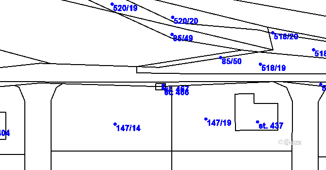 Parcela st. 467 v KÚ Minice u Kralup nad Vltavou, Katastrální mapa