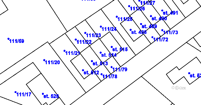 Parcela st. 514 v KÚ Minice u Kralup nad Vltavou, Katastrální mapa