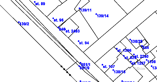 Parcela st. 94 v KÚ Lobeček, Katastrální mapa