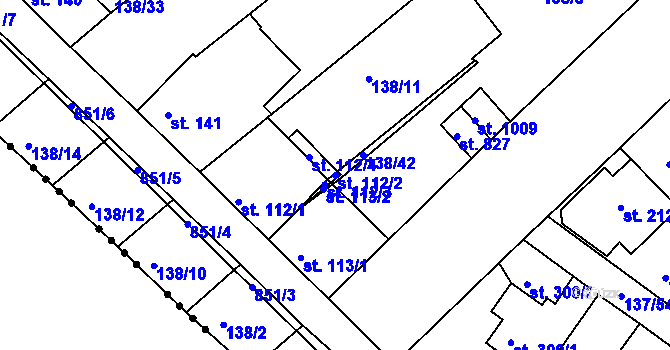 Parcela st. 112/2 v KÚ Lobeček, Katastrální mapa