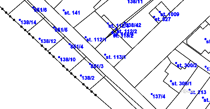 Parcela st. 113/1 v KÚ Lobeček, Katastrální mapa