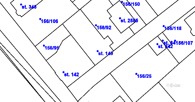 Parcela st. 149 v KÚ Lobeček, Katastrální mapa