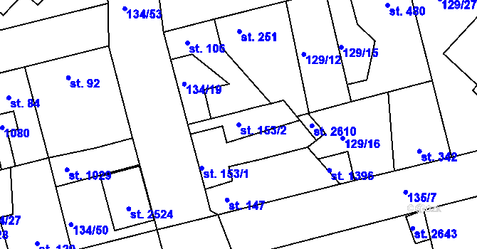 Parcela st. 153/2 v KÚ Lobeček, Katastrální mapa