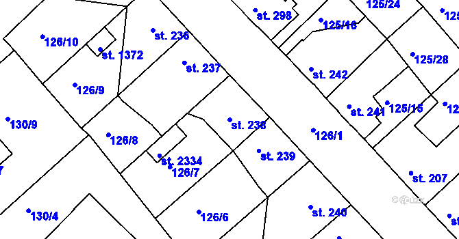 Parcela st. 238 v KÚ Lobeček, Katastrální mapa