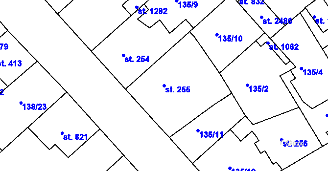 Parcela st. 255 v KÚ Lobeček, Katastrální mapa