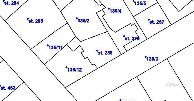 Parcela st. 256 v KÚ Lobeček, Katastrální mapa
