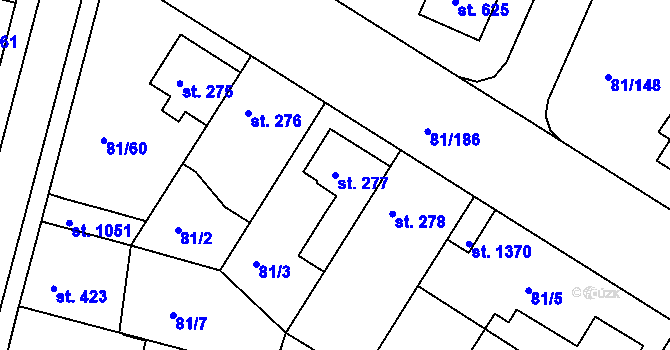 Parcela st. 277 v KÚ Lobeček, Katastrální mapa