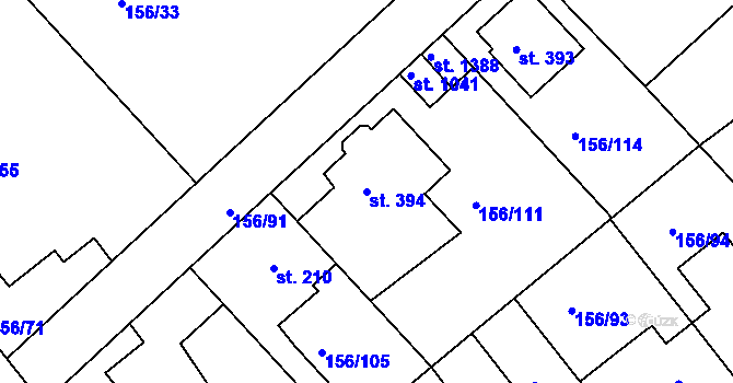 Parcela st. 394 v KÚ Lobeček, Katastrální mapa