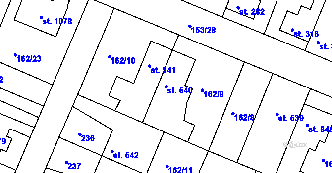 Parcela st. 540 v KÚ Lobeček, Katastrální mapa