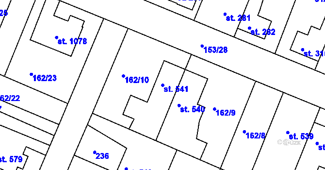 Parcela st. 541 v KÚ Lobeček, Katastrální mapa