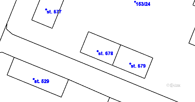 Parcela st. 678 v KÚ Lobeček, Katastrální mapa