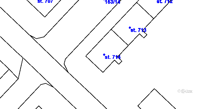 Parcela st. 714 v KÚ Lobeček, Katastrální mapa