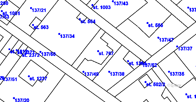Parcela st. 767 v KÚ Lobeček, Katastrální mapa