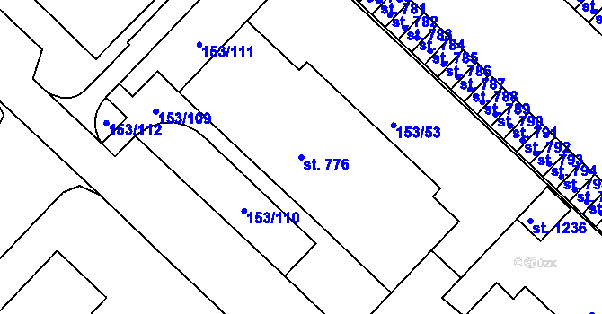 Parcela st. 776 v KÚ Lobeček, Katastrální mapa