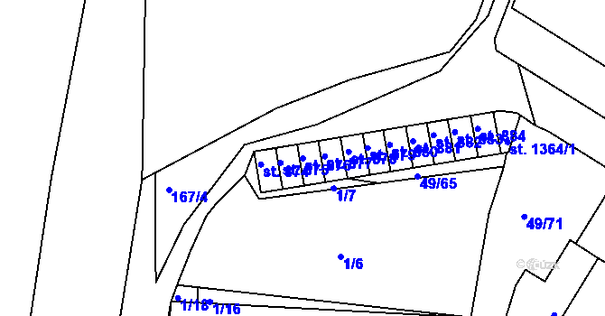 Parcela st. 876 v KÚ Lobeček, Katastrální mapa