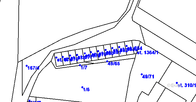 Parcela st. 880 v KÚ Lobeček, Katastrální mapa