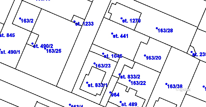 Parcela st. 1046 v KÚ Lobeček, Katastrální mapa