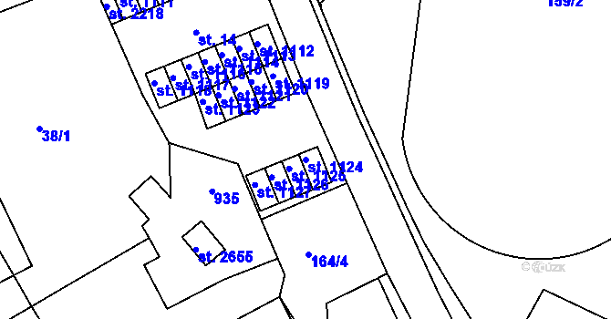 Parcela st. 1124 v KÚ Lobeček, Katastrální mapa