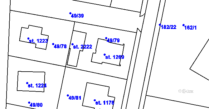Parcela st. 1269 v KÚ Lobeček, Katastrální mapa