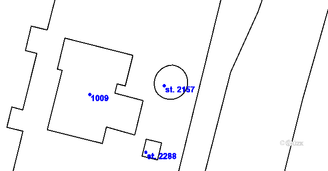 Parcela st. 2157 v KÚ Lobeček, Katastrální mapa