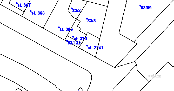 Parcela st. 2241 v KÚ Lobeček, Katastrální mapa