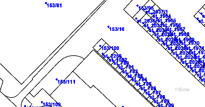 Parcela st. 2256 v KÚ Lobeček, Katastrální mapa