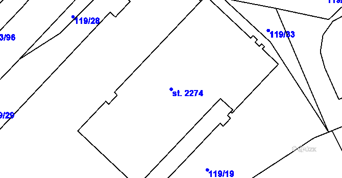 Parcela st. 2274 v KÚ Lobeček, Katastrální mapa