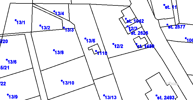 Parcela st. 2278 v KÚ Lobeček, Katastrální mapa