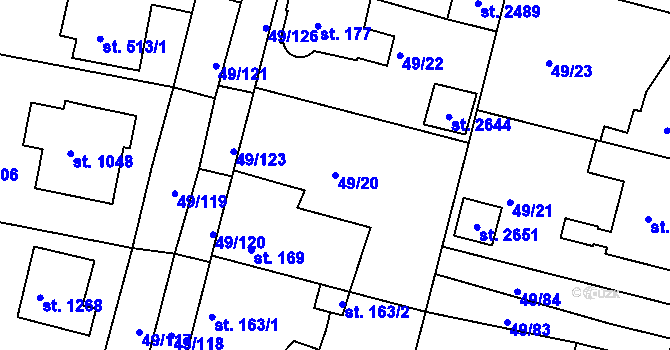 Parcela st. 49/20 v KÚ Lobeček, Katastrální mapa
