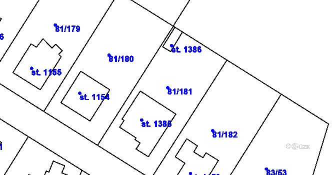 Parcela st. 81/181 v KÚ Lobeček, Katastrální mapa