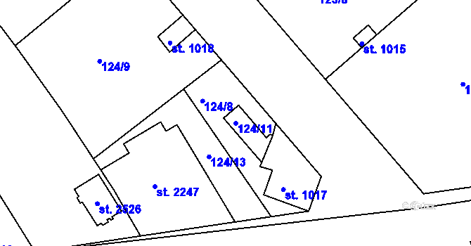 Parcela st. 124/11 v KÚ Lobeček, Katastrální mapa