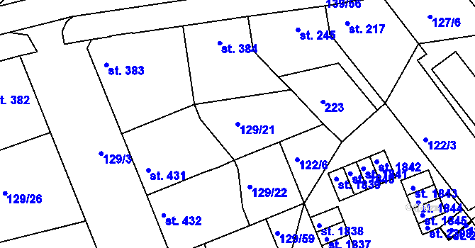 Parcela st. 129/21 v KÚ Lobeček, Katastrální mapa