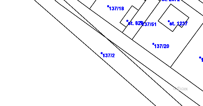 Parcela st. 137/2 v KÚ Lobeček, Katastrální mapa